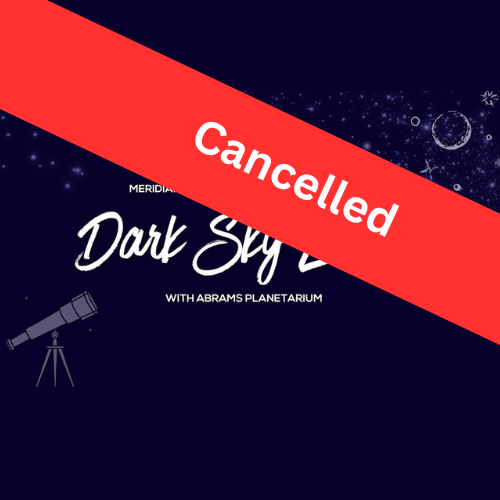 Dark blue starry image with the name of event with cancelled across