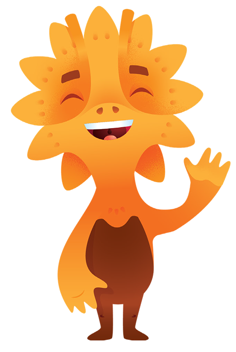 Orange alien character with spiky hair