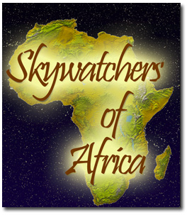 Satellite view of African continent with stars in background.