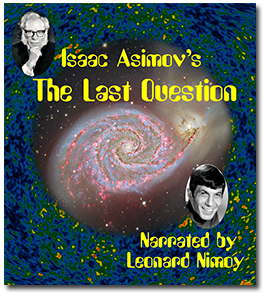 Galaxy with images of Leonard Nemoy and Isaac Asimov.