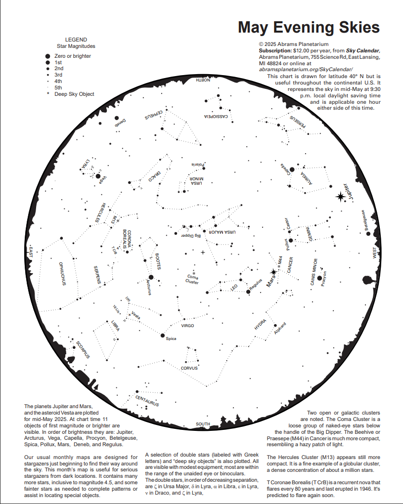 Image of a sky map from the Sky Calendar